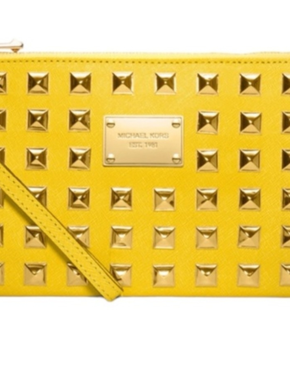 💢 EXCELLENT CONDITION 💢Michael Kors Yellow Pyramid Studded Wristlet